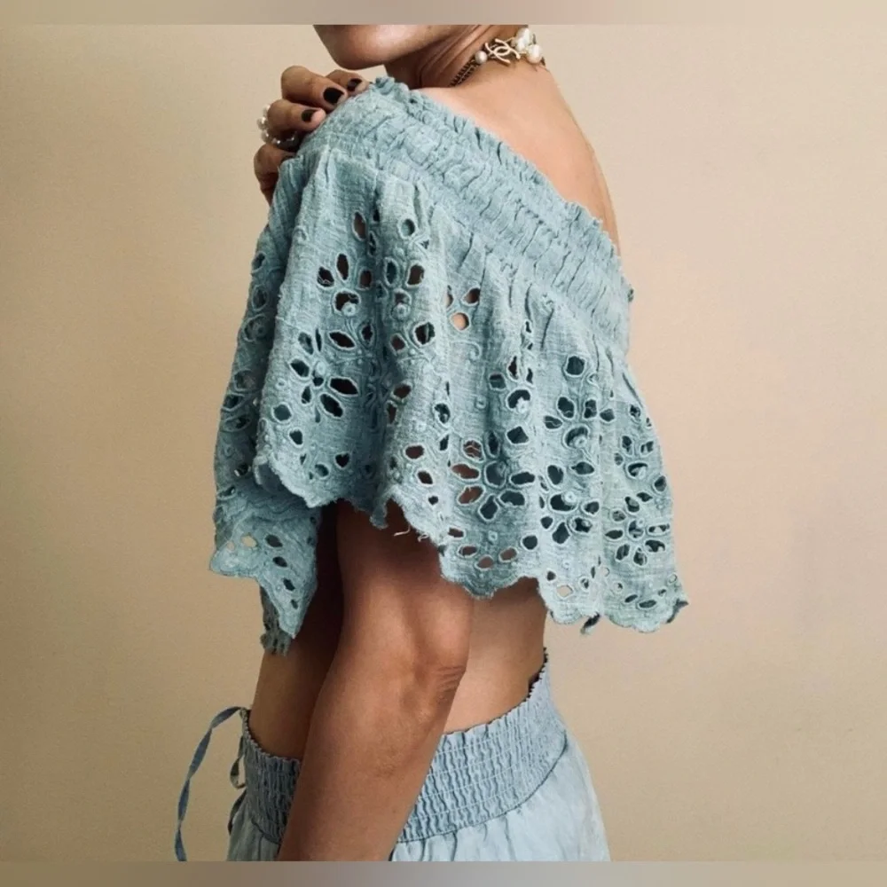 NWOT Free People‎ One Perla Top In Seafoam Green
